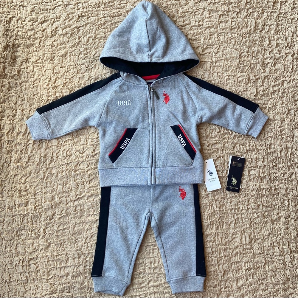 NWT US Polo Assn Size 12M 2 Piece Hoodie & Sweats
